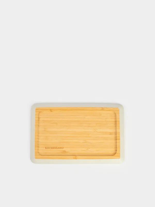 Блюдо, 24х16 см, с серым кантом, Bamboo soft, image-2