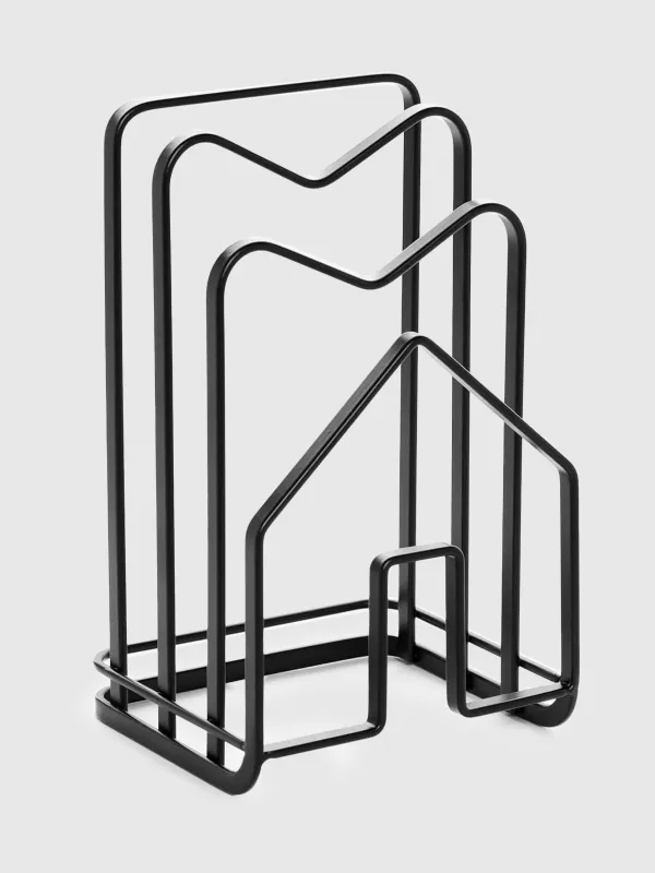 Подставка-органайзер для разделочных досок и крышек, 21x12 см, 3 отд, металл, черная, Дом, Twist black, image-0