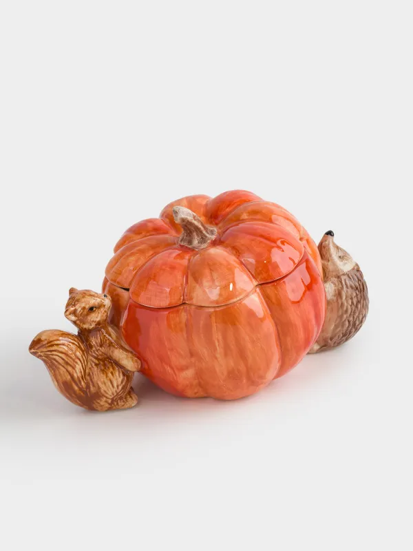 Емкость для хранения, 22х12 см, 550 мл, керамика D, Еж и белка с тыквой, Forest symphony, image-1