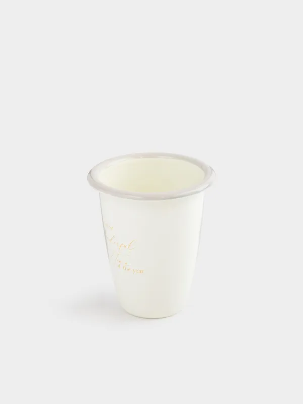 Стакан, 12 см, 470 мл, металл эмалированный, молочный, Wonderful Time, Autumn enamel, image-1