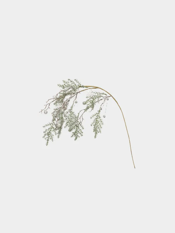 Ветка декоративная, 65 см, Серебристая ель со снежинкой, Conifer silver, image-0