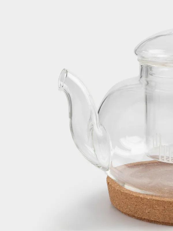 Чайник заварочный, 800 мл, на подставке, стекло Б/пробка, Clear cork, image-1