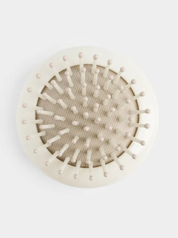 Расческа массажная для волос, 6 см, пластик/резина, дорожная, бежевая, Travel color, image-0