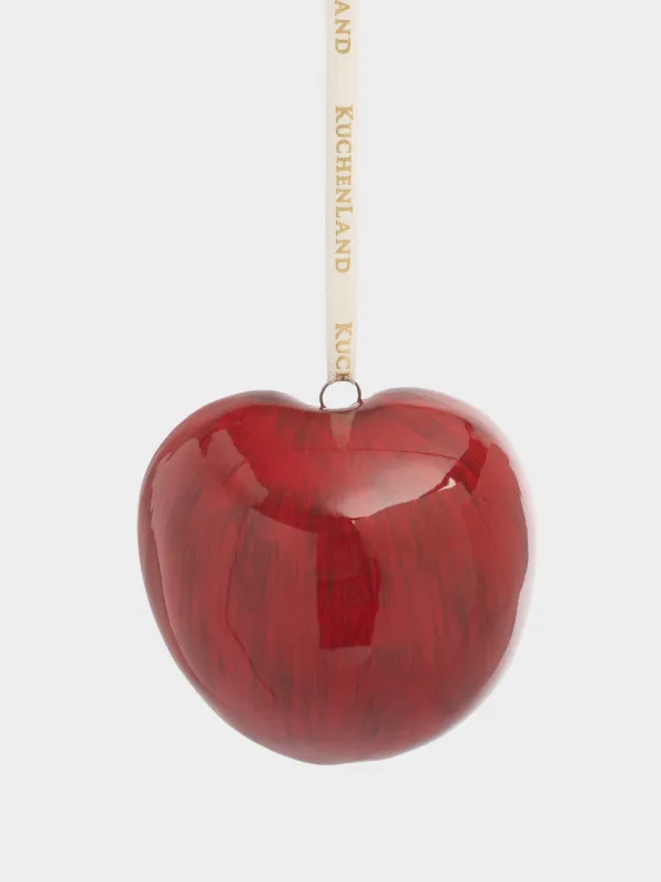 Игрушка елочная, 7 см, керамика D, красно-золотистая, Яблоко, Fruits, image-2