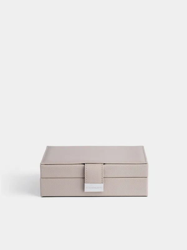 Шкатулка для украшений, 20х15 см, с зеркалом, дерево/искусственная кожа, серая, Premiere one, image-1