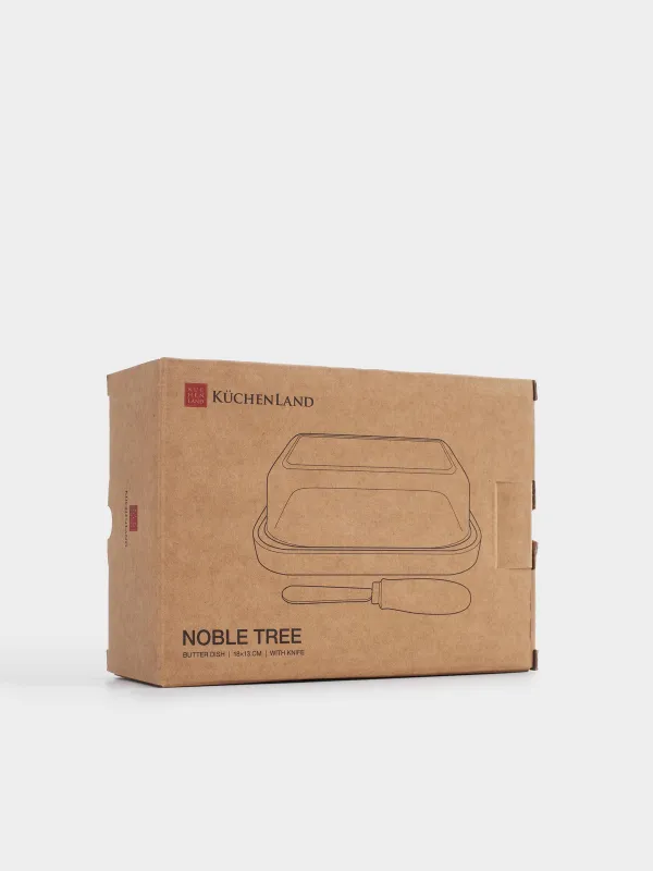 Масленка, 18 см, с ножом, стекло/дерево/сталь, прямоугольная, Noble tree, image-5