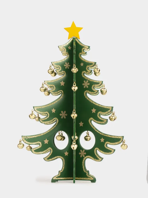 Статуэтка, 29 см, с подвесками, Елка с золотистыми шарами, Christmas style, image-1