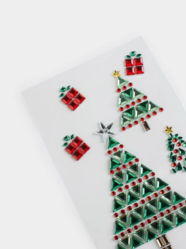 Набор наклеек, 9х17 см, одноразовые, ПВХ, Елки, Christmas decal, image-1