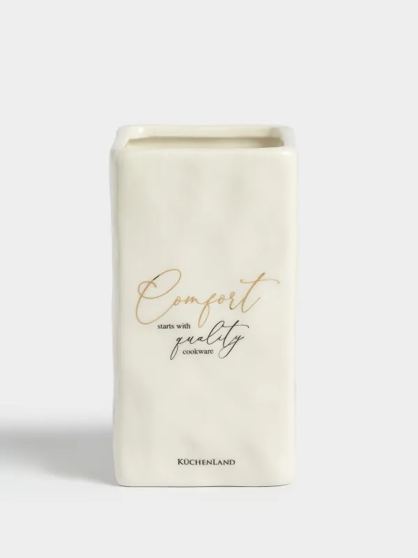 Подставка для кухонных принадлежностей, 15 см, керамика, молочная, Мятый эффект, Crumple kitchen, image-0