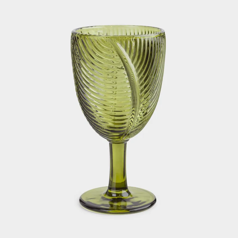 Бокал-кубок для вина, 260 мл, стекло Р, зеленый, Тропические листья, Tropical leaves