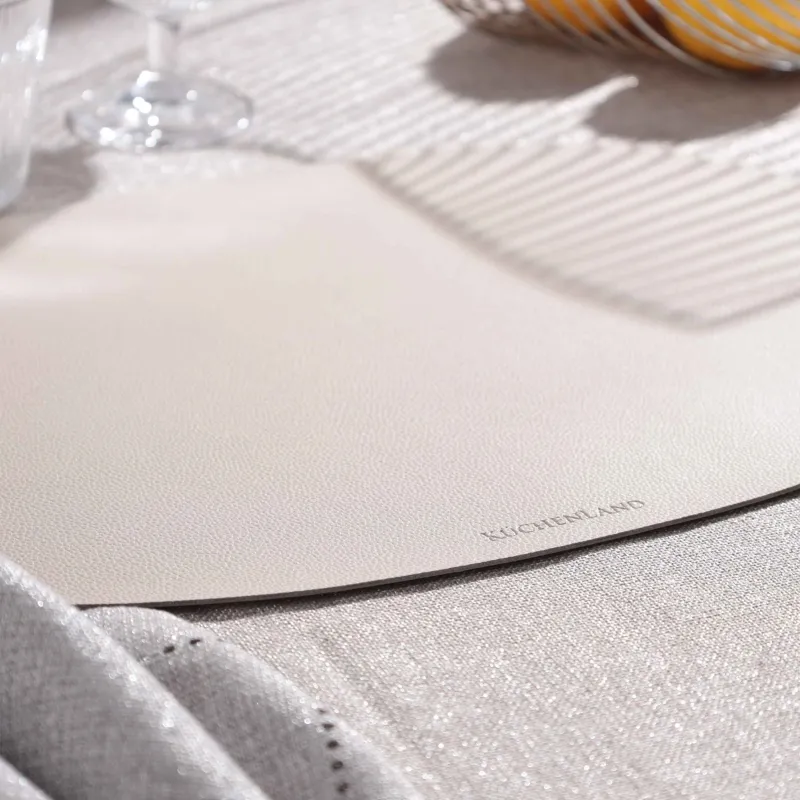 Салфетка под приборы, 30х45 см, ПВХ, овальная, бежевая, Rock, image-3