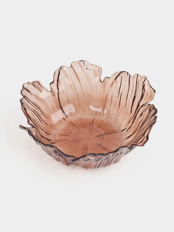 Салатник, 23х9 см, 900 мл, стекло, коричневый, Цветок, Sahara, image-1