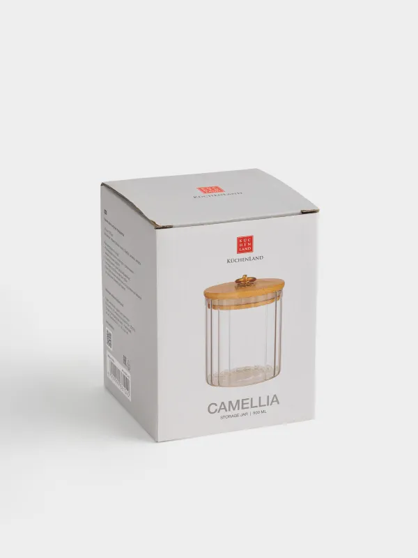 Банка для сыпучих продуктов, 500 мл, стекло Б/бамбук, Camellia, image-5