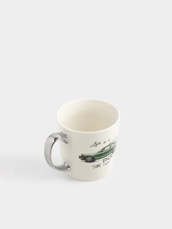 Кружка, 500 мл, фарфор N, бело-серебристая, Ретро автомобиль, Retro style, image-2