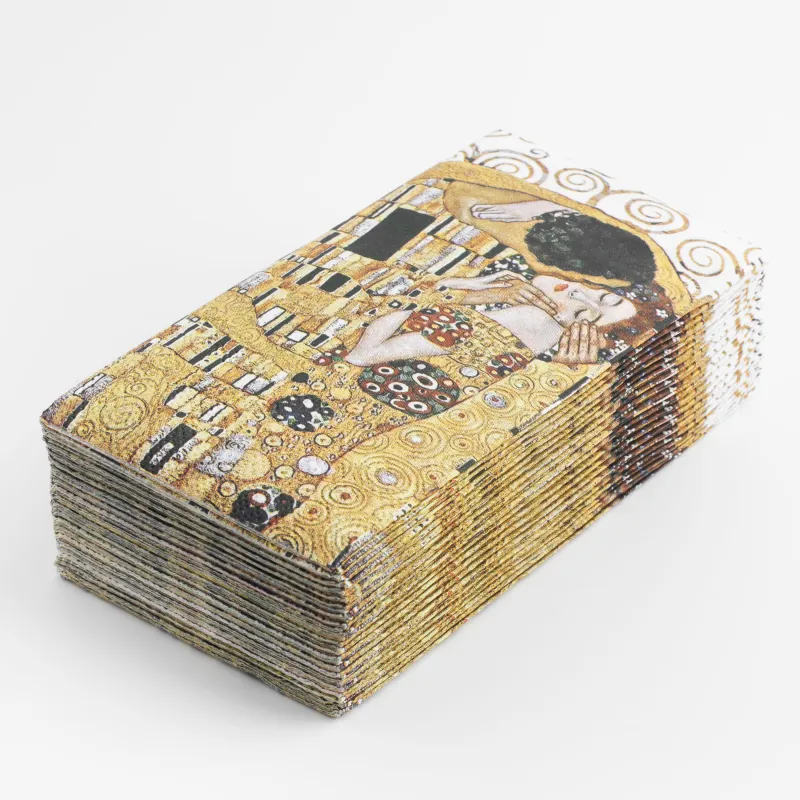 Салфетки бумажные, 33х33 см, 20 шт, прямоугольные, Поцелуй, Климт, Art поцелуй, image-3