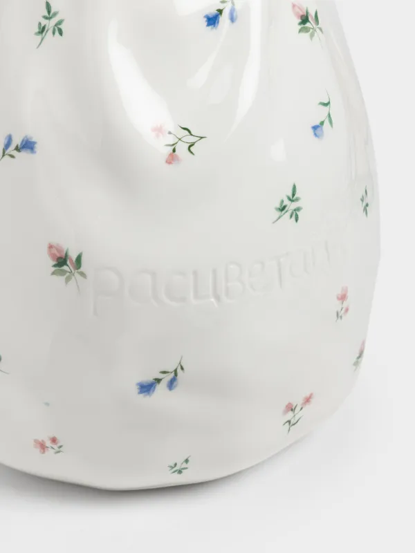 Ваза для цветов, 24 см, керамика D, молочная, Нежные цветы, El flora, image-3