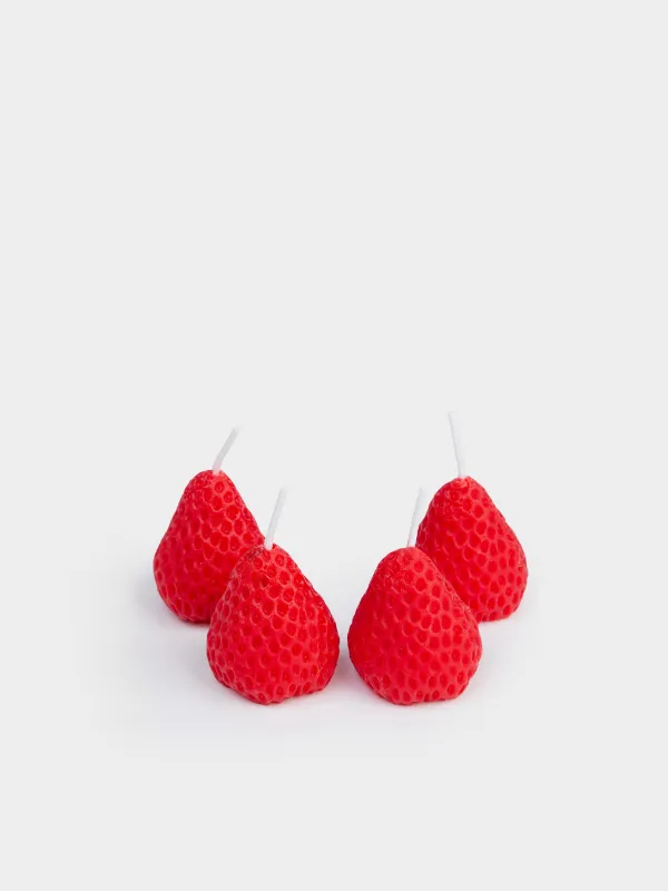 Свеча ароматическая, 3х2 см, 4 шт, красная, Strawberry juice, Клубника, Fruit shape, image-1