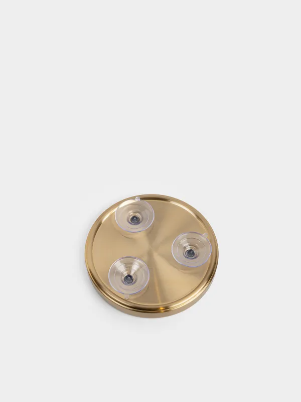 Зеркало подвесное, 15/14 см, увеличительное, на присосках, металл, круглое, золотистое, Freya, image-3