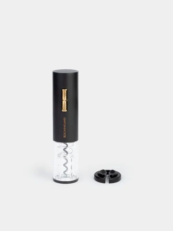 Штопор электрический, 19 см, с резаком для фольги, пластик, LED W, черный, Bar, image-0