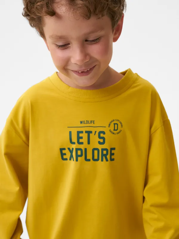 Лонгслив детский, для мальчиков, хлопок/спандекс, горчичный, Carson, image-2