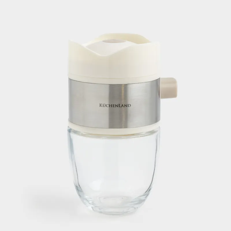 Емкость для соли или перца, 12 см, с кнопкой, стекло/пластик, молочная, Milk kitchen