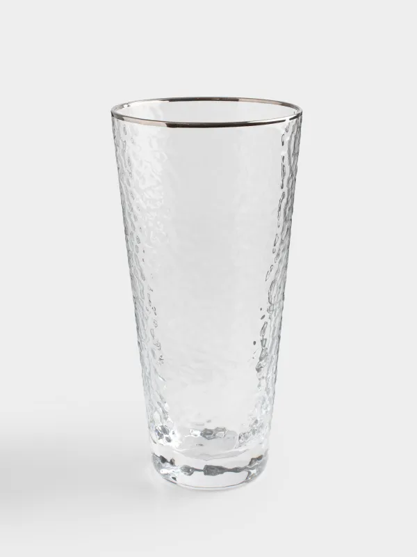 Стакан, 17 см, 450 мл, стекло, с серебристым кантом, Ripply silver, image-0