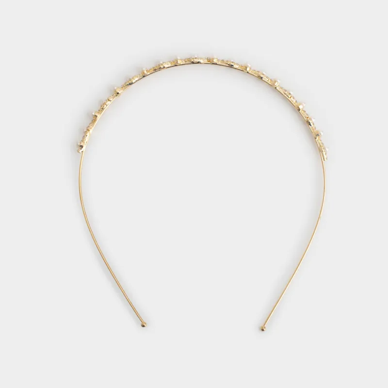 Ободок для волос, 12х14 см, стекло/металл, золотистый, Бусины с кристаллами, Hair crystal
