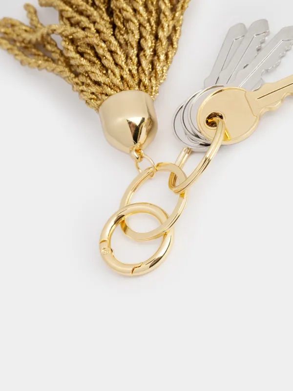 Брелок, 13 см, металл/полиэстер, золотистый, Кисточка, Keychain, image-2