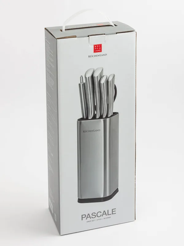 Набор ножей, 6 пр, в подставке, с овощечисткой/ножницами, сталь/пластик, Pascale, image-9