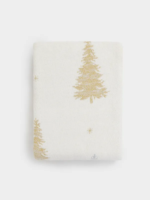 Плед, 130х170 см, полиэстер/люрекс, молочный, Елки, Shiny threads, image-0