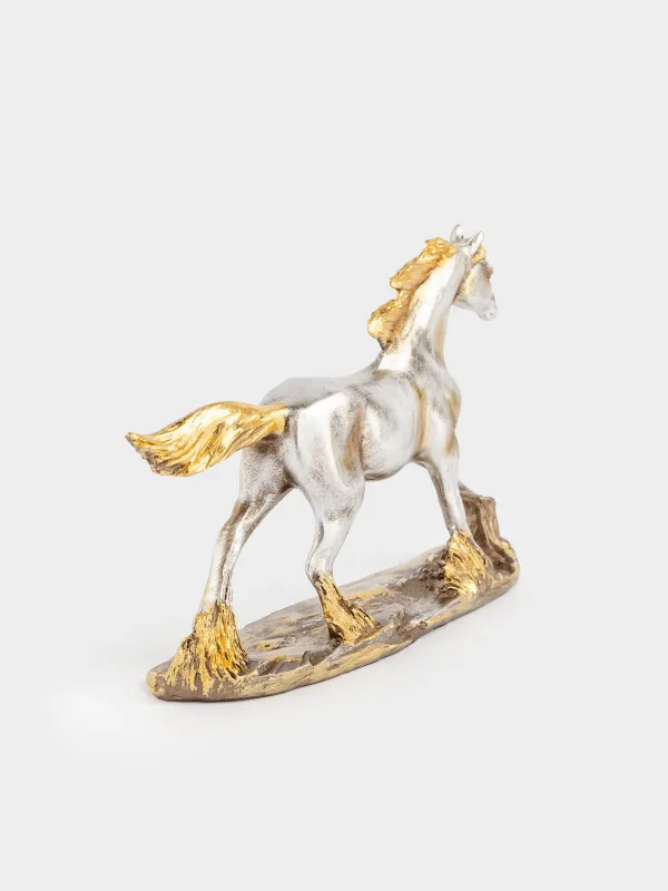 Статуэтка, 18x12 см, полирезин, серебристо-золотистая, Лошадь, Horse gold, image-2