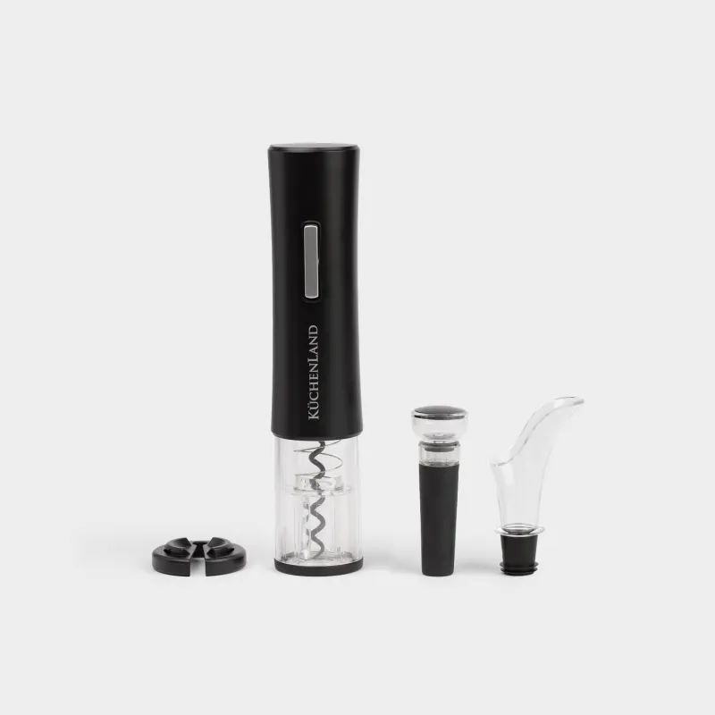 Набор винный, 4 пр, с вакуумной пробкой, пластик/сталь, LED W, черный, Bar