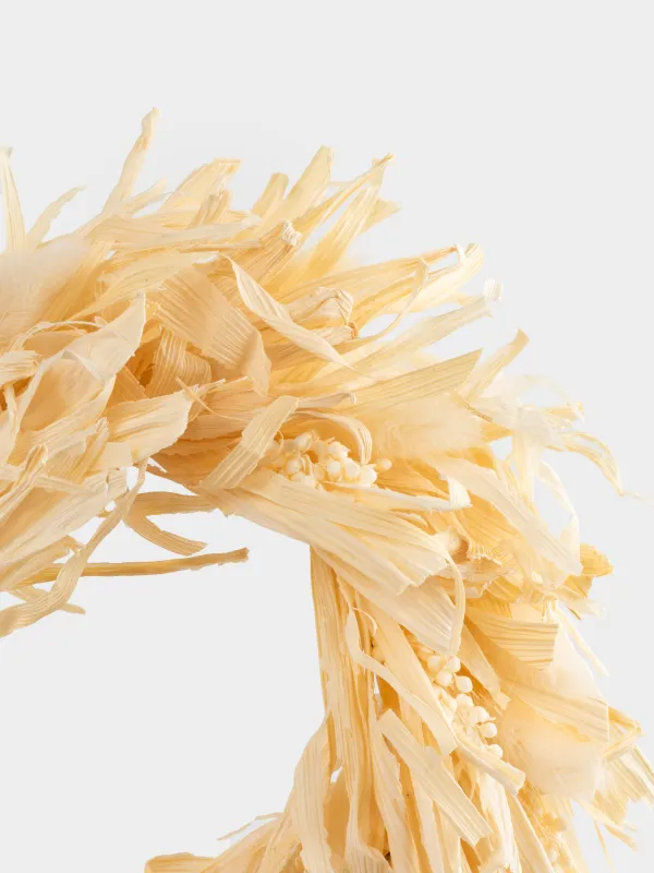 Венок декоративный, 12/23 см, сухоцветы, Лагурус с листьями, Dried flower, image-3