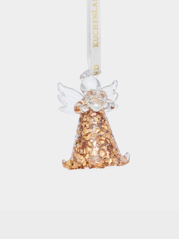 Игрушка елочная, 5 см, стекло, шампань, Ангел, Angel figurine, image-0