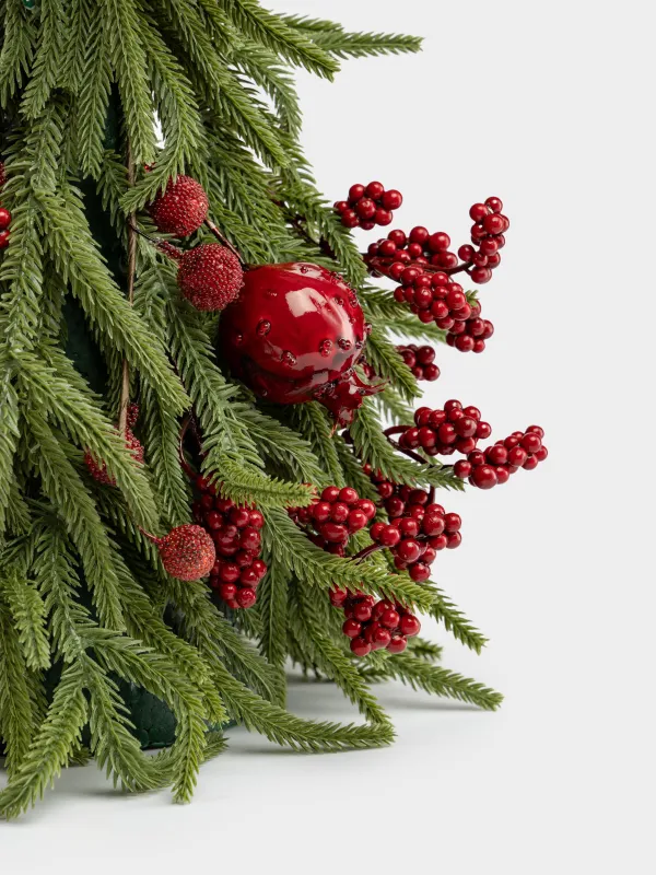 Ель искусственная, 30 см, Ель с бантиками и гранатами, Conifer curved, image-2