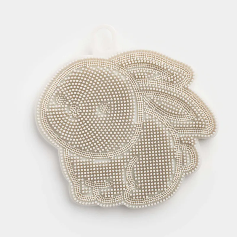 Губка для мытья посуды, 13х10 см, силикон, серая, Кролик, Manny