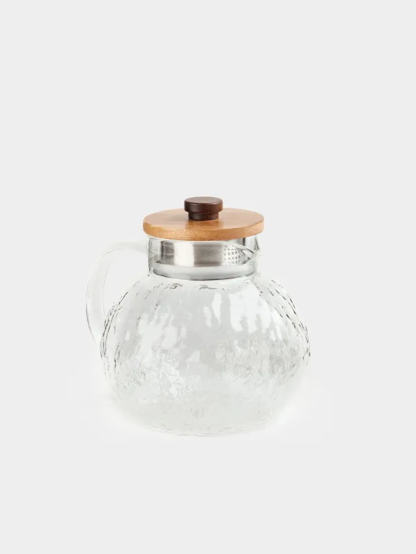 Кувшин, 1,4 л, с крышкой-фильтром, стекло Б/дерево, Nautilus, image-1