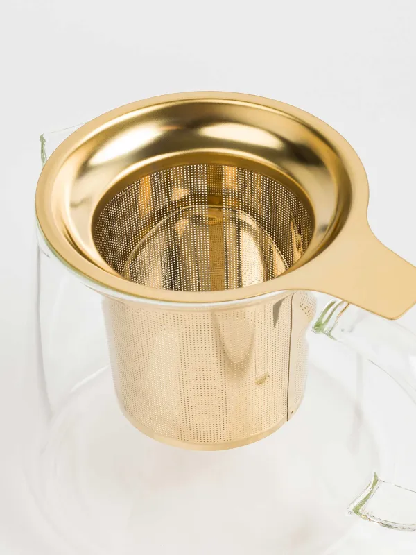 Чайник заварочный, 600 мл, с подогревом, стекло Б/фарфор P, молочно-золотистый, Ellan, image-6