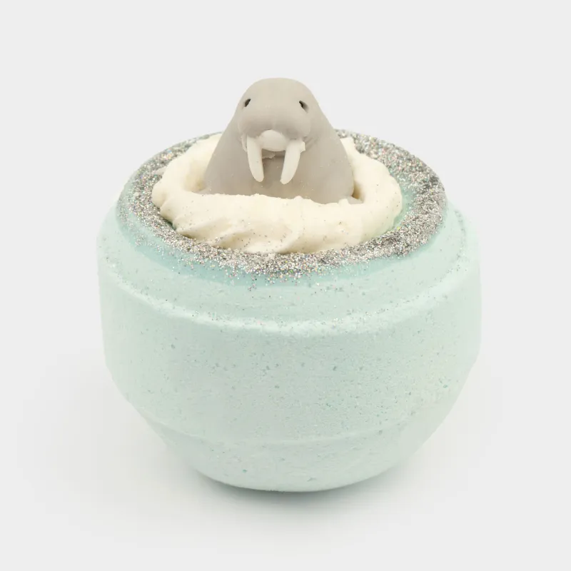 Бомбочка для ванны, 130 гр, с игрушкой, голубая, Маршмеллоу, Морж, Aquatic animals