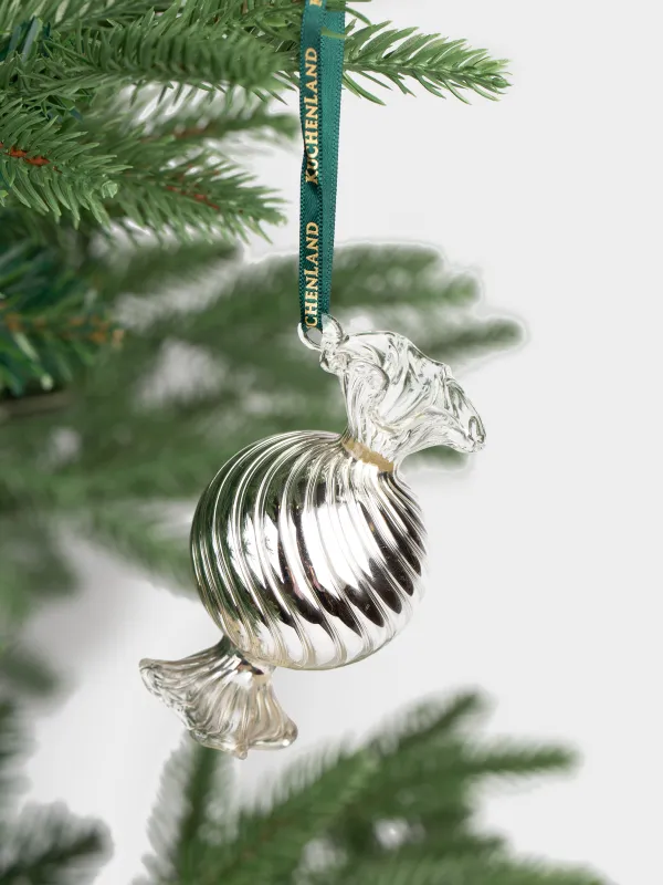 Игрушка елочная, 9 см, стекло, серебристая, Конфета, Figure christmas, image-2