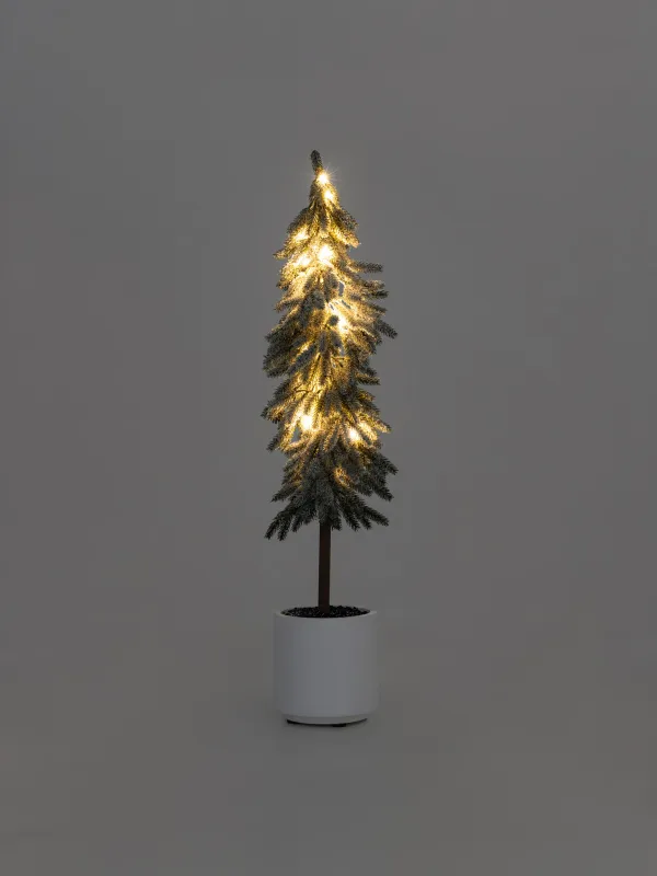 Ель искусственная, 80 см, с подсветкой, в горшке, ПВХ, Ель с шишками, Snowy decor, image-6