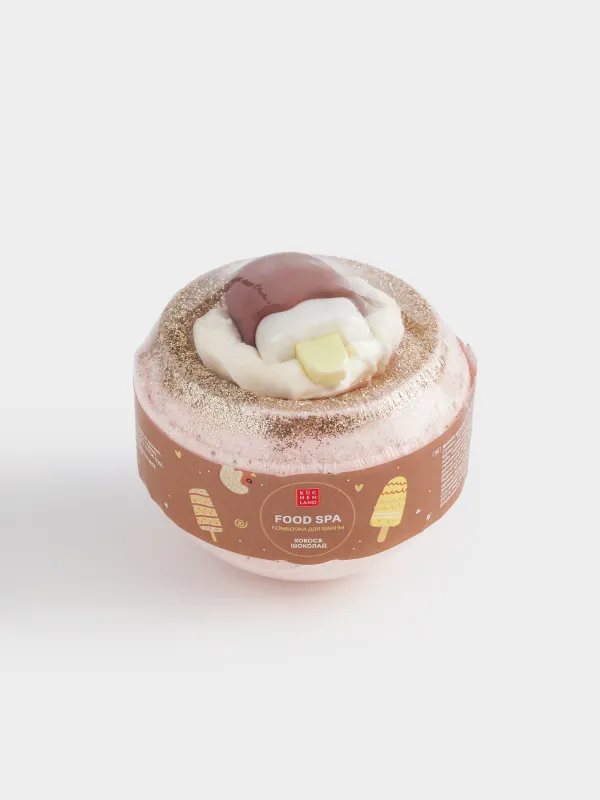 Бомбочка для ванны, 130 гр, с игрушкой, коричневая, Кокос и шоколад, Эскимо, Food spa, image-4