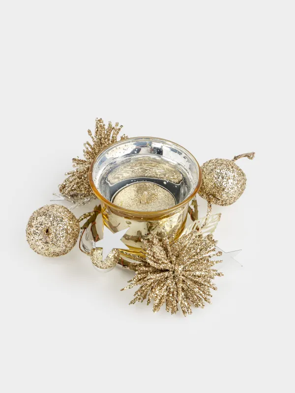 Подсвечник, 11x5 см, для чайной свечи, со свечой, шампань, Яблоки, Apple garden, image-2