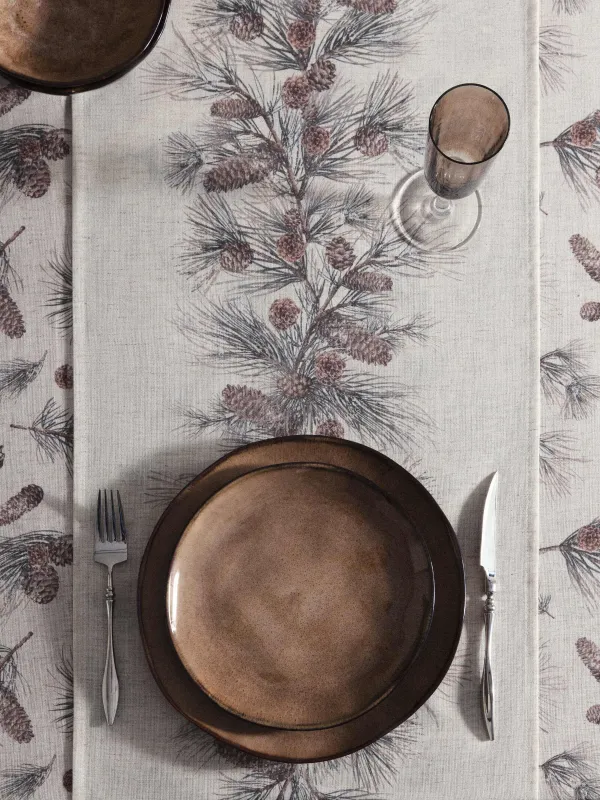 Дорожка настольная, 40х160 см, Еловые ветви, Spruce branches, image-4