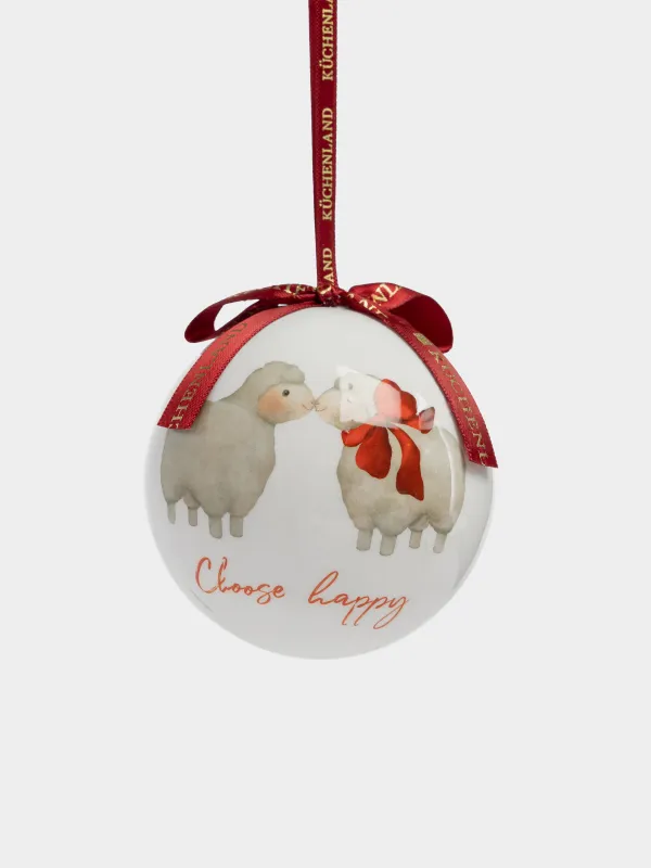 Игрушка елочная, 7 см, Шар, Овечки, Ball print, image-1