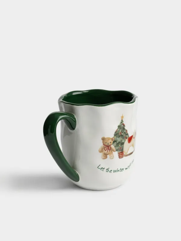 Кружка, 560 мл, Мишка и овечка с елкой, Christmas green, image-1