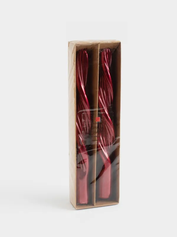 Свеча, 2 шт, 20 см, тонкая, красная, Спираль, Spiral shape, image-4