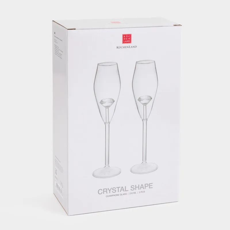 Бокал для шампанского, 210 мл, 2 шт, стекло Б, Кристалл, Crystal shape, image-4