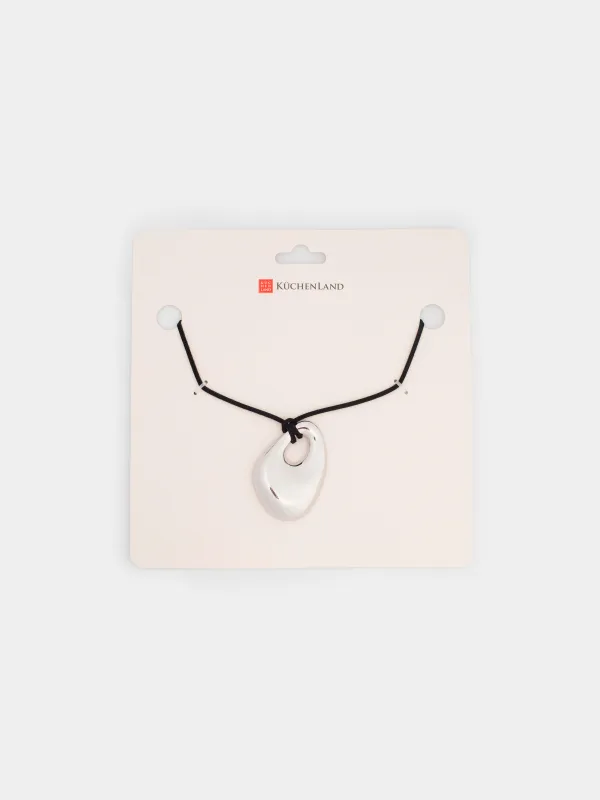 Цепочка-шнурок, 1,6 м, с подвеской, металл/нейлон, серебристая, Jewelry, image-3