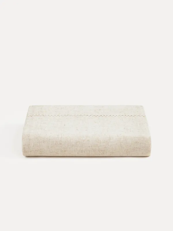 Скатерть, 170х250 см, полиэстер/лен, бежевая, Hemstitch, image-0